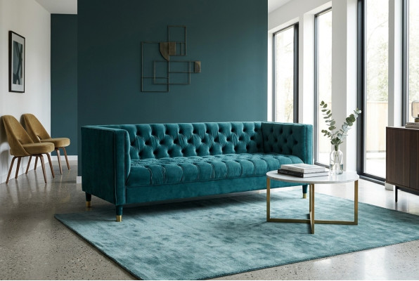 Chesterfield bank Blauwe banken Textielstof Bank Meubels 4-zits