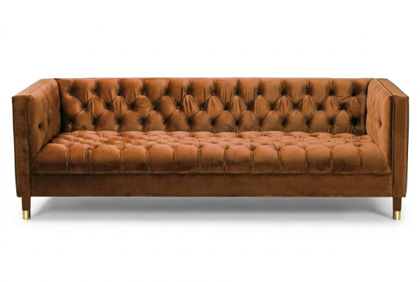 Oranje Sofa Chesterfield Bank Textiel Stof Bankstellen Luxe Meubels 4-Zits