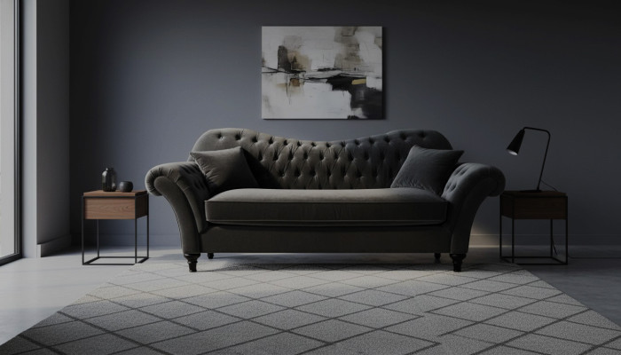 Bankstel bekleding Bank Banken Chesterfield Zwart Driepersoons Stof Woonkamer Nieuw