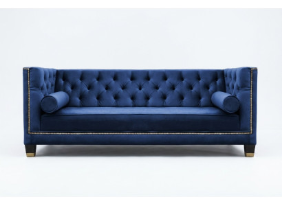Blauwe Chesterfield driezits stoffen woonkamer ontwerpbanken