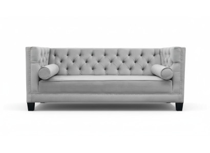 Luxe Grijs Chesterfield Fluweel Driezits Bekleed Meubels Hotel Woonkamer Praktijk