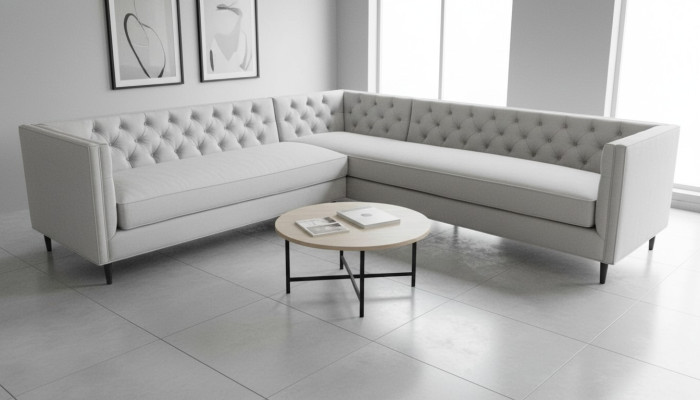 Hoekbank Grijs Groot Textiel Stof Chesterfield Sofa's Creatieve Meubels Nieuw Woonkamer