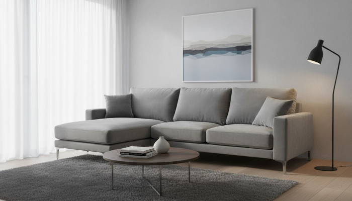 Hoekbank Grijs xxl Groot Textiel Stof Chesterfield Bankstellen Creatieve Meubels Woonkamer