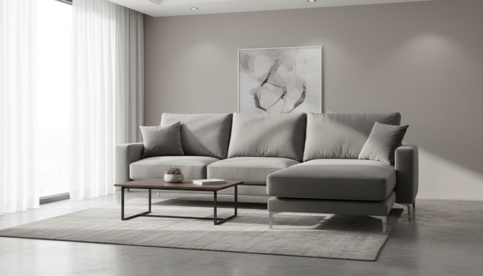 Woonkamer hoekbank Grijs xxl Groot Creatief meubelstuk Textiel stof Chesterfield bankstellen