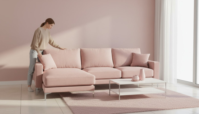Textielstof Chesterfield banken Creatieve meubels Woonkamer hoekbank Roze XXL Big