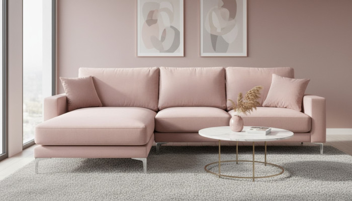 Textielstof Chesterfield banken Creatieve meubels Woonkamer hoekbank Roze XXL Big