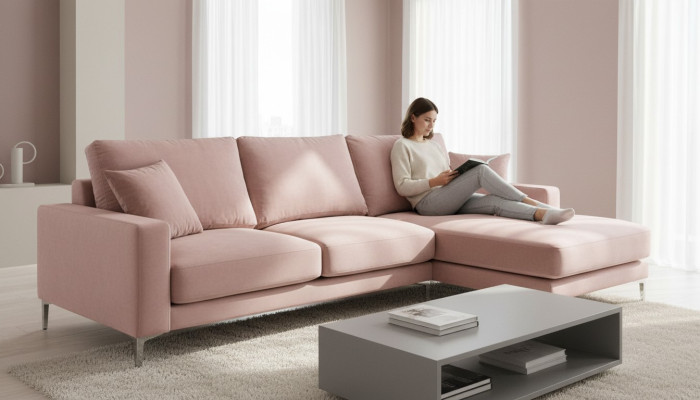 Roze hoekbank stof woonkamer design banken gestoffeerde bank banken hoekbank nieuw