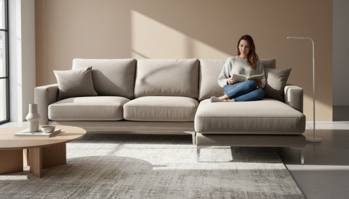 Beige hoekbank stof woonkamer design bankstellen gestoffeerde bank bankstellen hoekbank nieuw