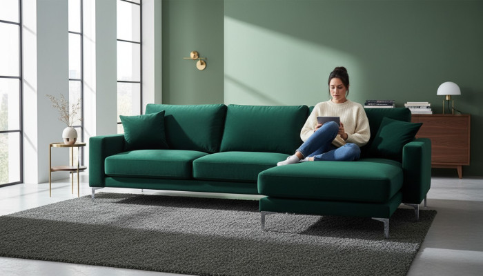 Loft bank Luxe hoekbank meubels hoekbank fluweel banken woonkamer banken groen