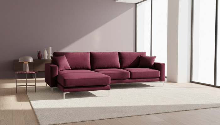 Rode Bourgogne hoekbank design banken gestoffeerde bank banken Italiaanse meubels design.