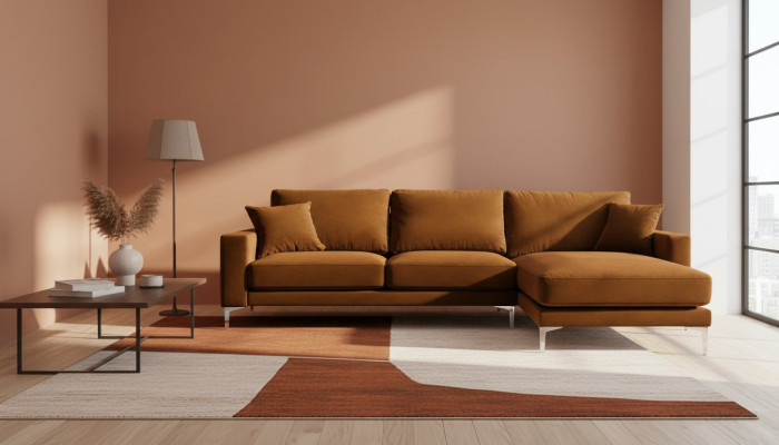 Stof Woonkamer Ontwerp Bankstellen Beklede Bank Oranje Hoekbank Bankstellen Italiaans