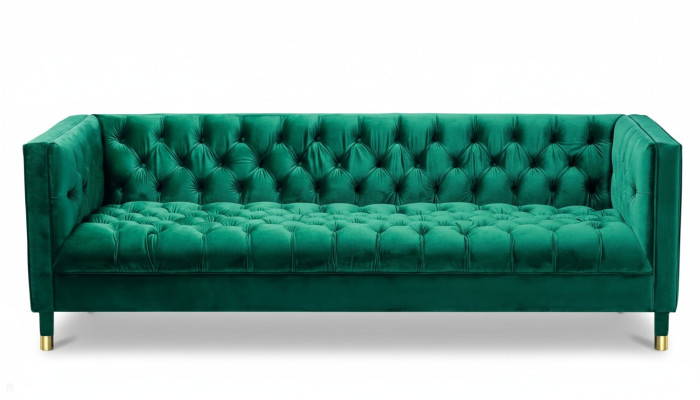 Groene driezits stoffen Chesterfield-design banken gestoffeerde bank woonkamer 230cm