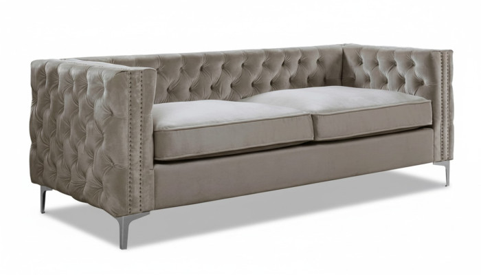 Chesterfield driezits moderne meubels textiel stof fluweel woonkamer luxe banken