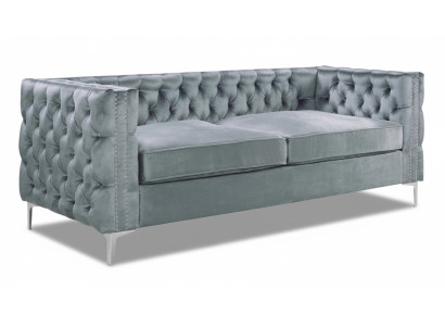 Grijze Chesterfield bank Luxe fluwelen bankstel Knopen gestoffeerde bank Nieuw