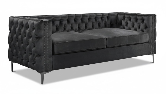 zwarte Chesterfield bank luxe fluwelen stoffen banken bankstel banken gestoffeerd nieuw