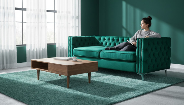 groene Chesterfield bank luxe fluwelen stof bankstel bankstel knopen bekleding nieuw