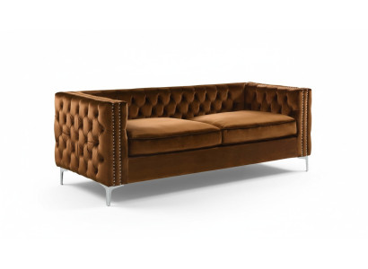 oranje chesterfield bank luxueuze fluwelen stoffen bankstel met knoopdetail nieuwe bekleding