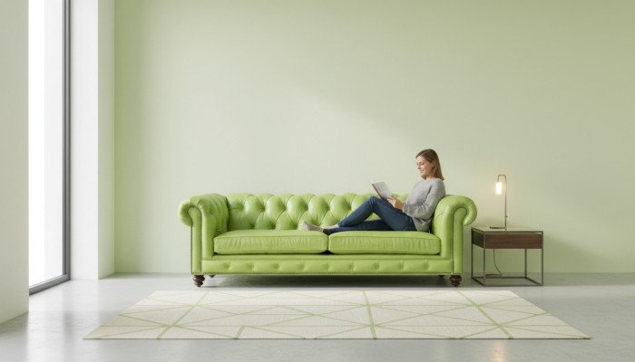 Woonkamer Chesterfield Sofa Groen Groot Premium Leder Designer Meubels 4-zitter Nieuw