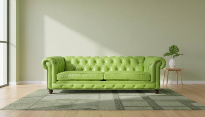 Woonkamer Chesterfield Sofa Groen Groot Premium Leder Designer Meubels 4-zitter Nieuw