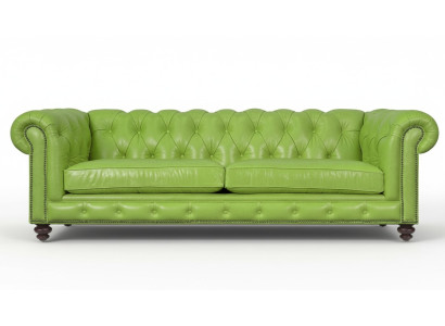 Woonkamer Chesterfield Sofa Groen Groot Premium Leder Designer Meubels 4-zitter Nieuw