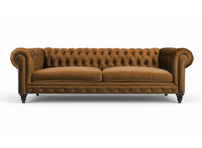 Chesterfield driezitsbank Creatief meubilair Textiel Stof Oranje Nieuw Woonkamer Modern