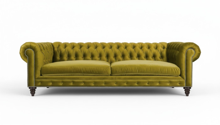 Gele woonkamer Modern Chesterfield driepersoonsbank Creatieve meubels Textiel stof xxl