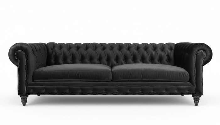 Chesterfield zwart woonkamer modern driezits creatief meubilair textiel stof