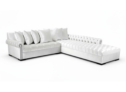 Witte hoekbank bank stof Chesterfield design bankstellen gestoffeerde banken luxe meubels.