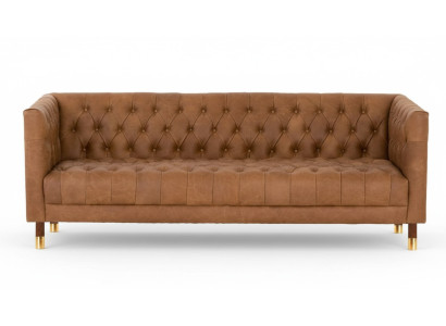 Chesterfield Sofa Driezits Bruin XXL groot Meubilair Leer Woonkamer Modern Nieuw