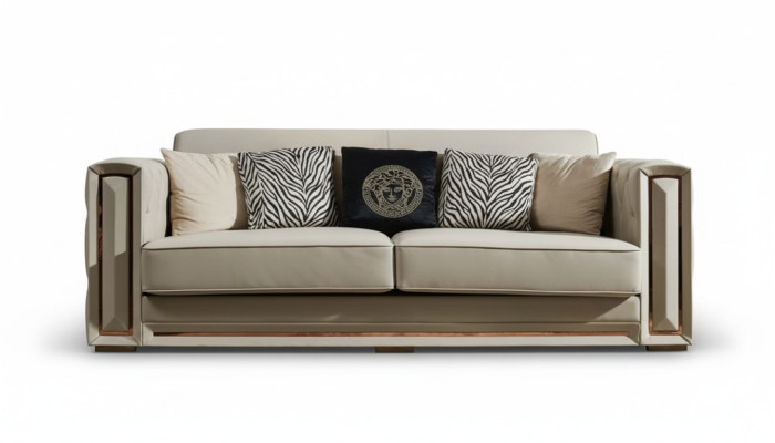 Chesterfield Bank Beige Leer Luxe Woonkamer Ontwerp Banken Bekleding