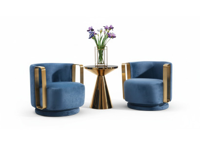 Fauteuil Blauw Luxe Stof Textiel Woonkamer Nieuw Creatief Modern Ontwerp