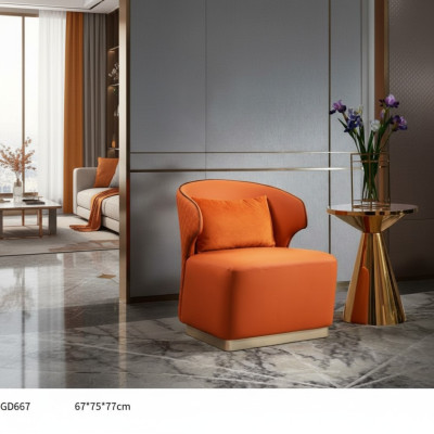 Luxe oranje stoel van textiel voor de woonkamer, nieuw creatief modern design.