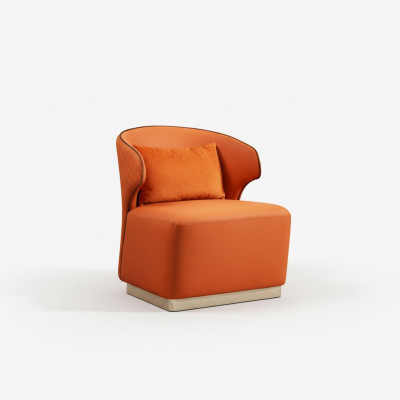 Luxe oranje stoel van textiel voor de woonkamer, nieuw creatief modern design.
