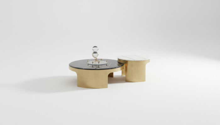 Dubbele salontafel Zwart Wit Luxe Tafel Woonkamer Creatief