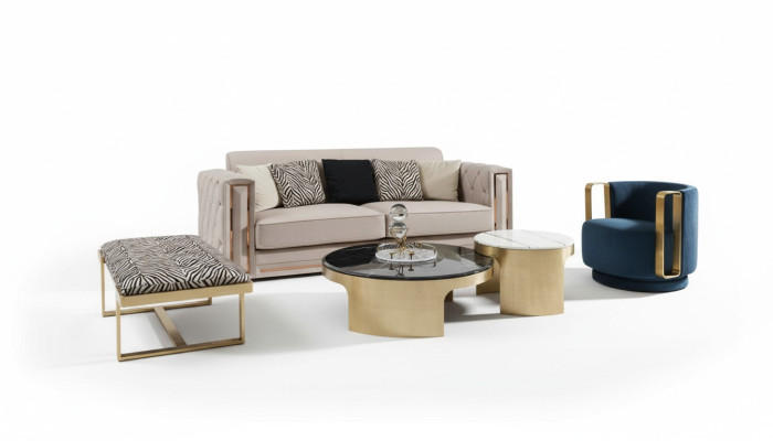 Poef Zebraprint Woonkamer Roestvrij Staal Nieuw Modern Ontwerp Meubels Luxe