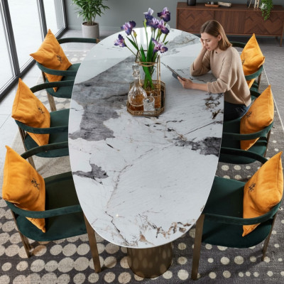 Eettafel marmer roestvrij staal Nieuw Creatief Modern Design Meubilair Luxe