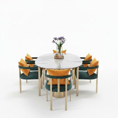 Eettafel marmer roestvrij staal Nieuw Creatief Modern Design Meubilair Luxe