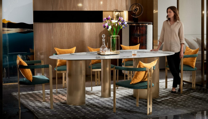 Eettafel 6 Stoelen Modern Ontwerp Meubels Luxe Eetkamer Tafel Stoel