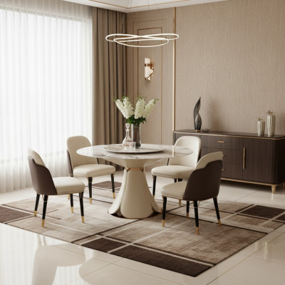 Stoel set 4x stoelen Melk leder Luxe eetkamer Nieuw Creatief ontwerp