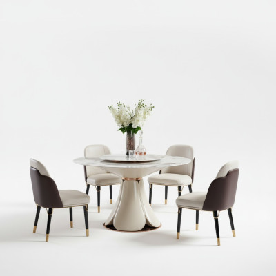 Stoel set 4x stoelen Melk leder Luxe eetkamer Nieuw Creatief ontwerp
