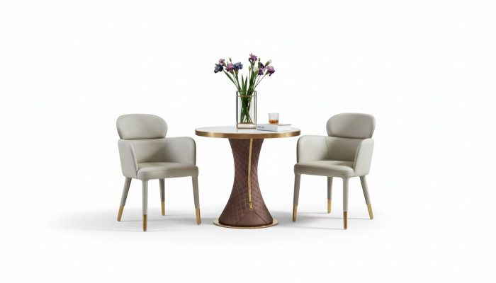Eettafelset met fauteuils en stoelen, 3-delige groep. Italiaanse stijl.