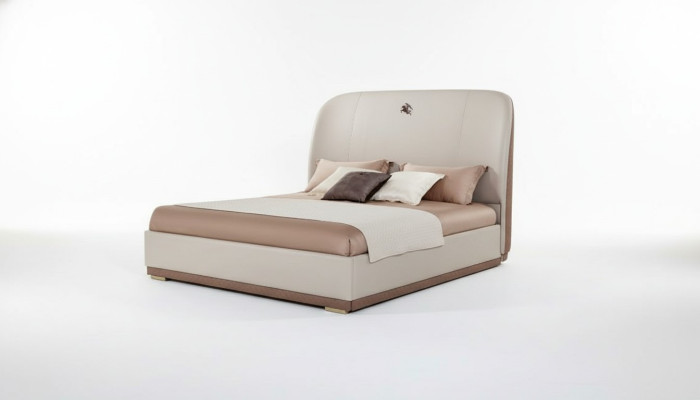 Bed Beige Leather Wood Bedroom Leather Bed Modern Design Furniture Luxury