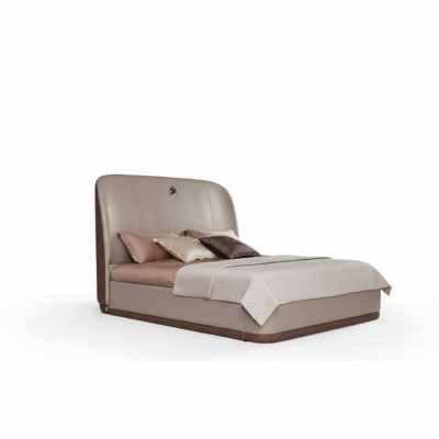 Bed 2x bedside table leather wood bedroom leather bed modern design furniture