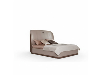 Bed 2x bedside table leather wood bedroom leather bed modern design furniture