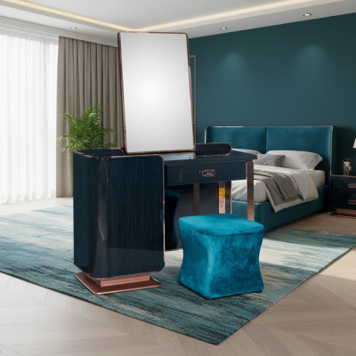 Poef Blauw Textiel Slaapkamer Nieuw Creatief Modern Ontwerp Meubels Luxe Stof