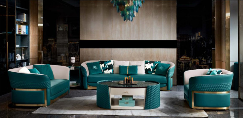Sofagarnituur Chesterfield gestoffeerde bank bankstel 3+1 set leer textiel stof
