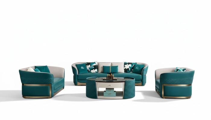 Sofagarnituur Chesterfield gestoffeerde bank bankstel 3+1 set leer textiel stof