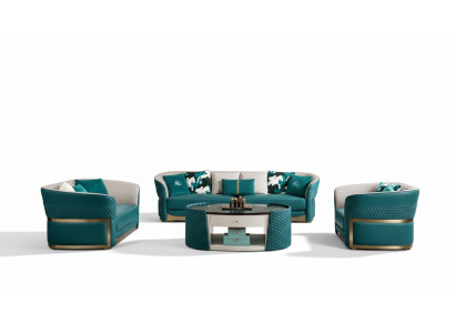 Sofagarnituur Chesterfield gestoffeerde bank bankstel 3+1 set leer textiel stof