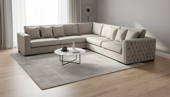 Hoekbank Beige Woonlandschap Bankstellingset Bekleding Nieuw Fluweel Meubelontwerp