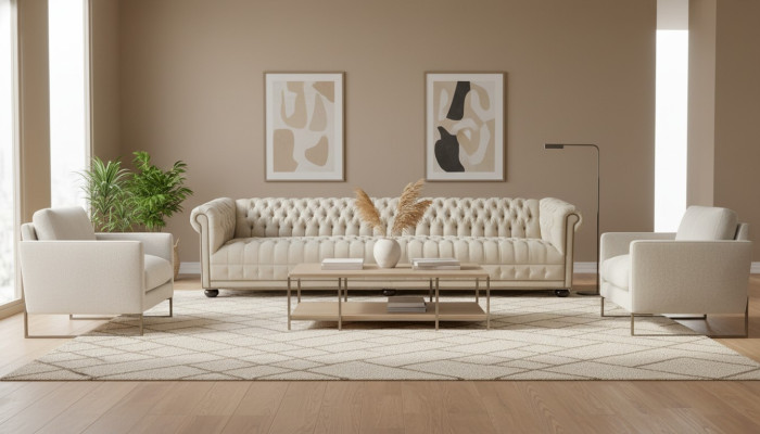 Crème Chesterfield woonkamer vierzits design banken sofa meubelstoffen sofa's
